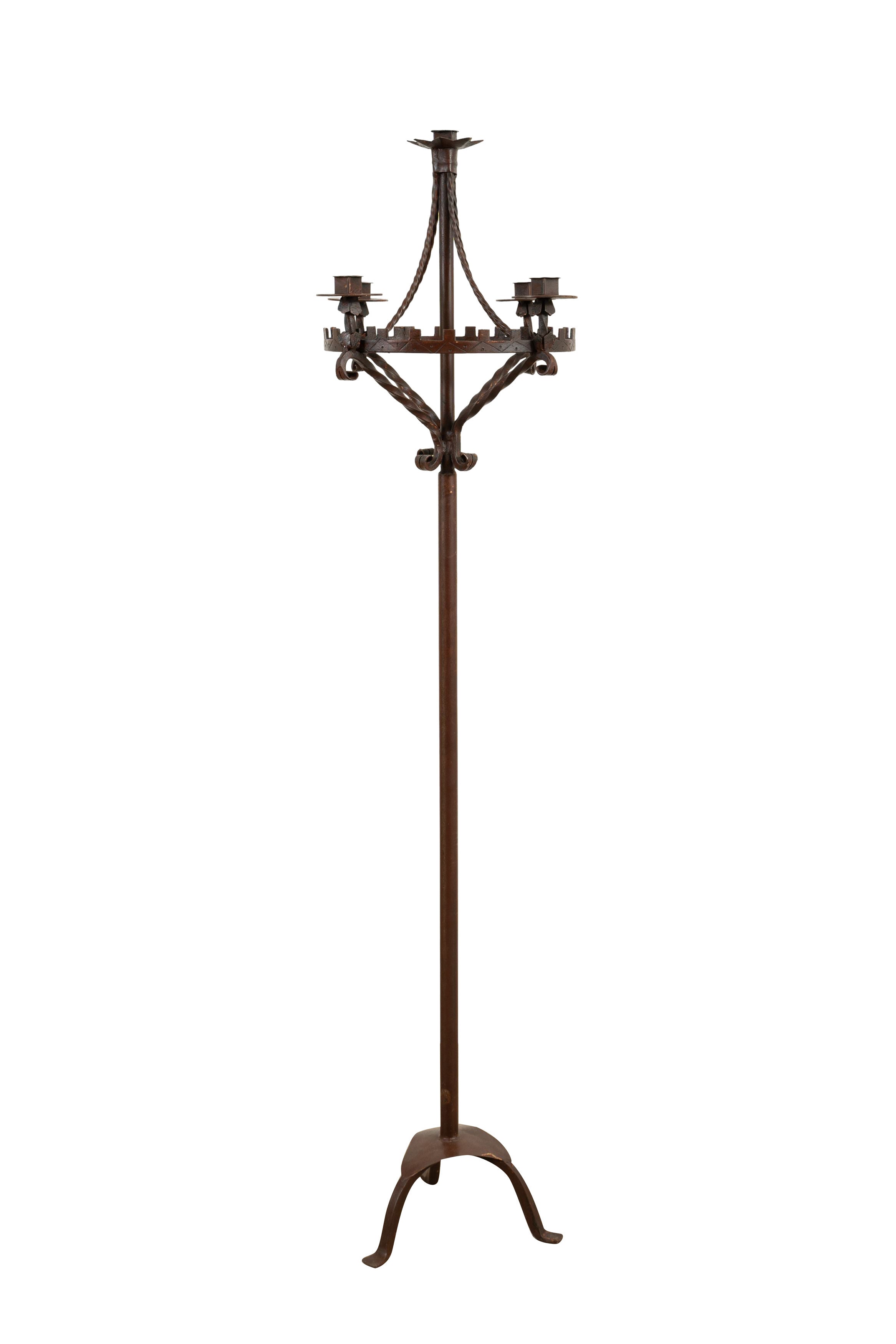 Biscottini Candeliere a piantana in ferro battuto lavorato a mano Candelabro dimensioni