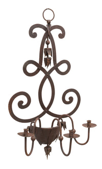 Biscottini CANDELIERE A PIANTANA IN FERRO BATTUTO LAVORATO A MANO dimensioni lunghezza