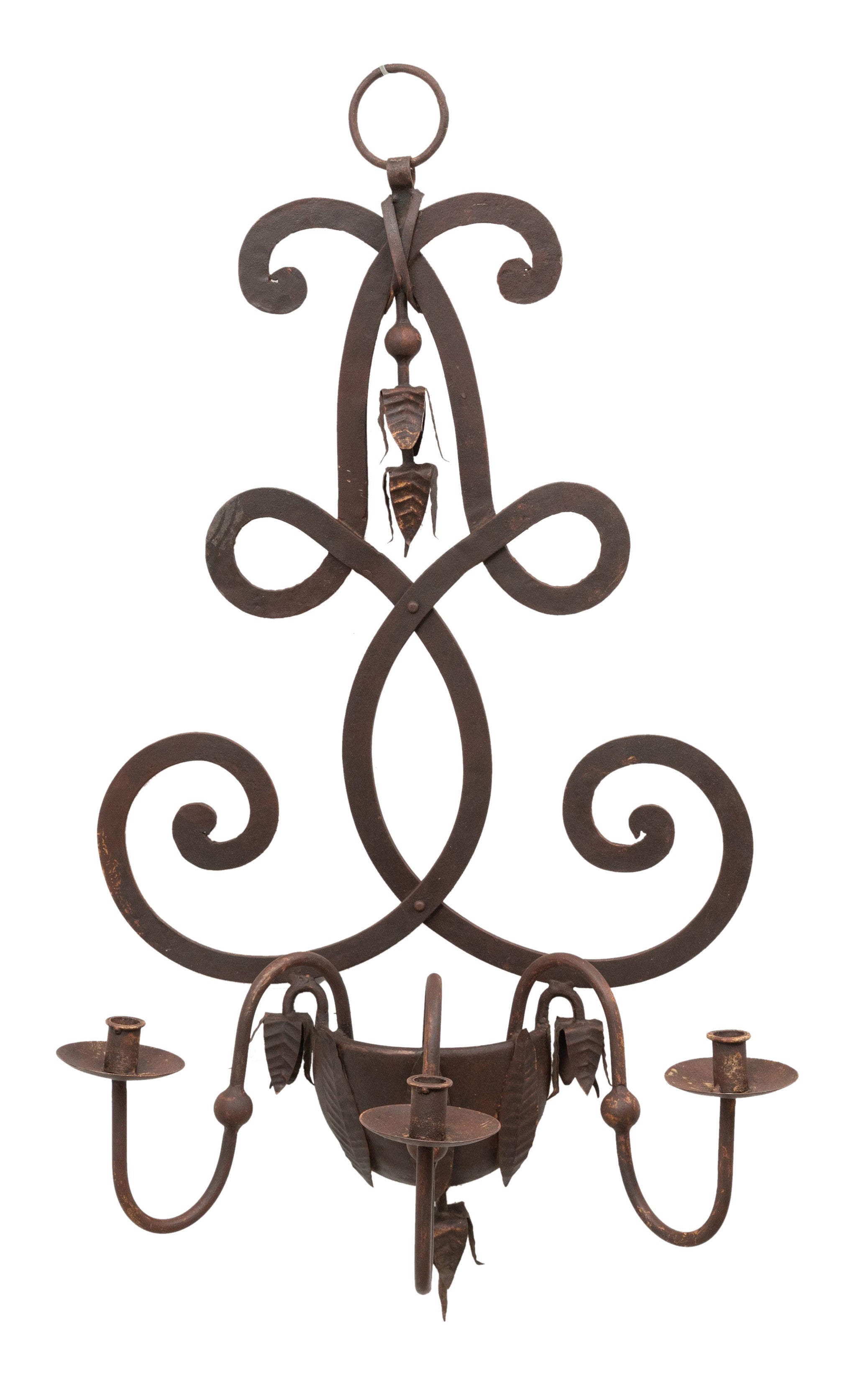 Biscottini CANDELIERE A PIANTANA IN FERRO BATTUTO LAVORATO A MANO dimensioni lunghezza