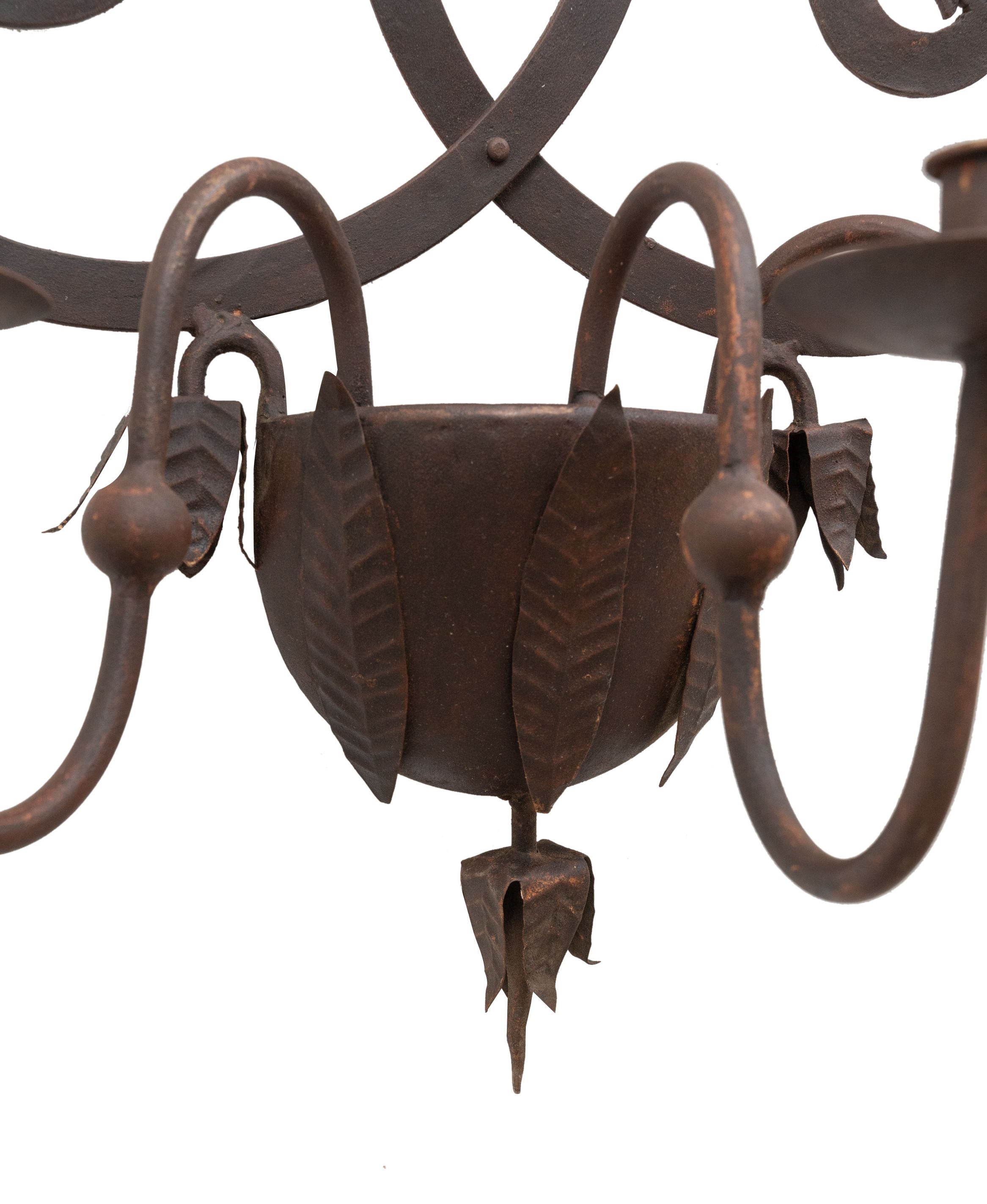 Biscottini CANDELIERE A PIANTANA IN FERRO BATTUTO LAVORATO A MANO dimensioni lunghezza