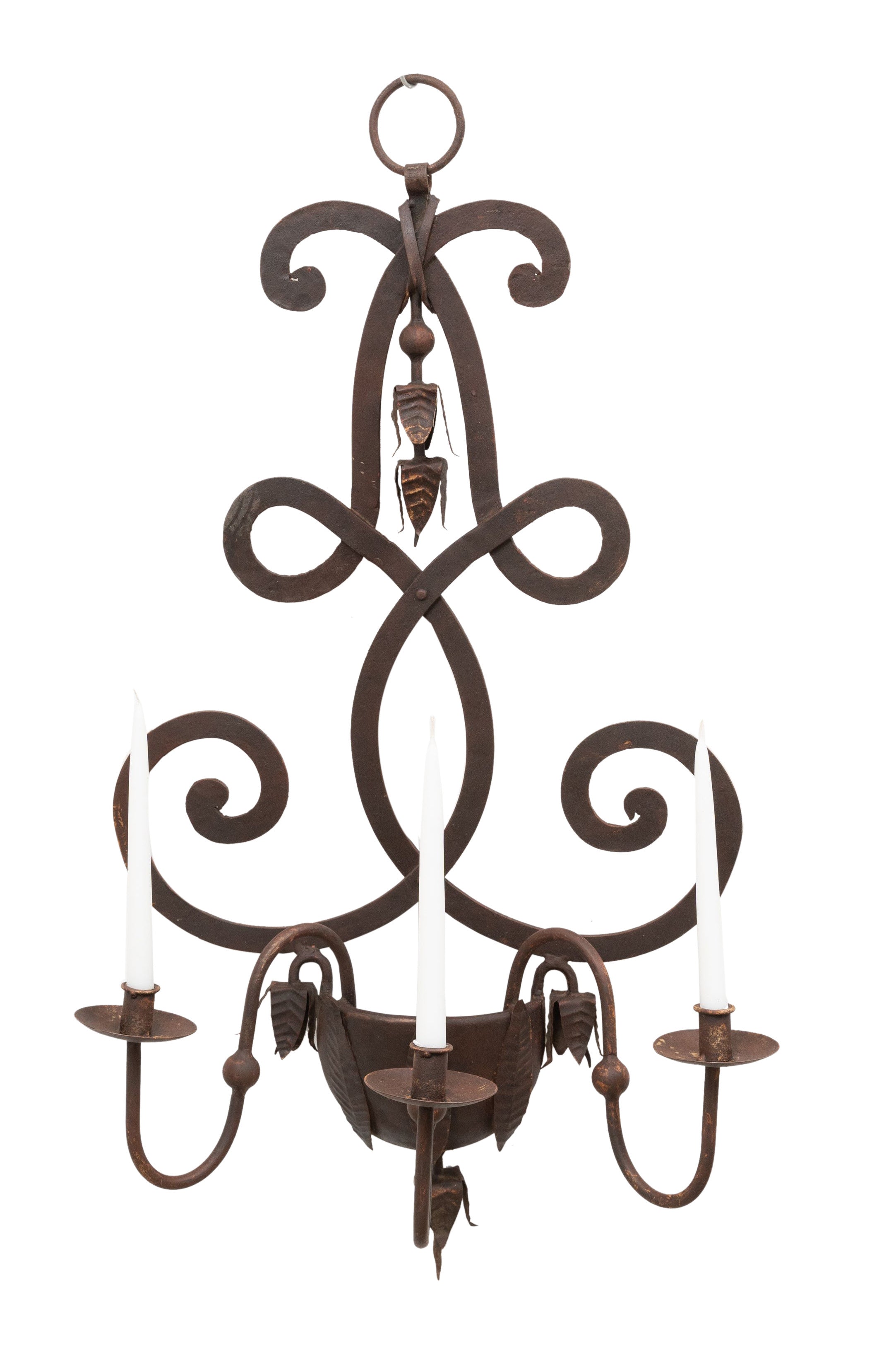 Biscottini CANDELIERE A PIANTANA IN FERRO BATTUTO LAVORATO A MANO dimensioni lunghezza