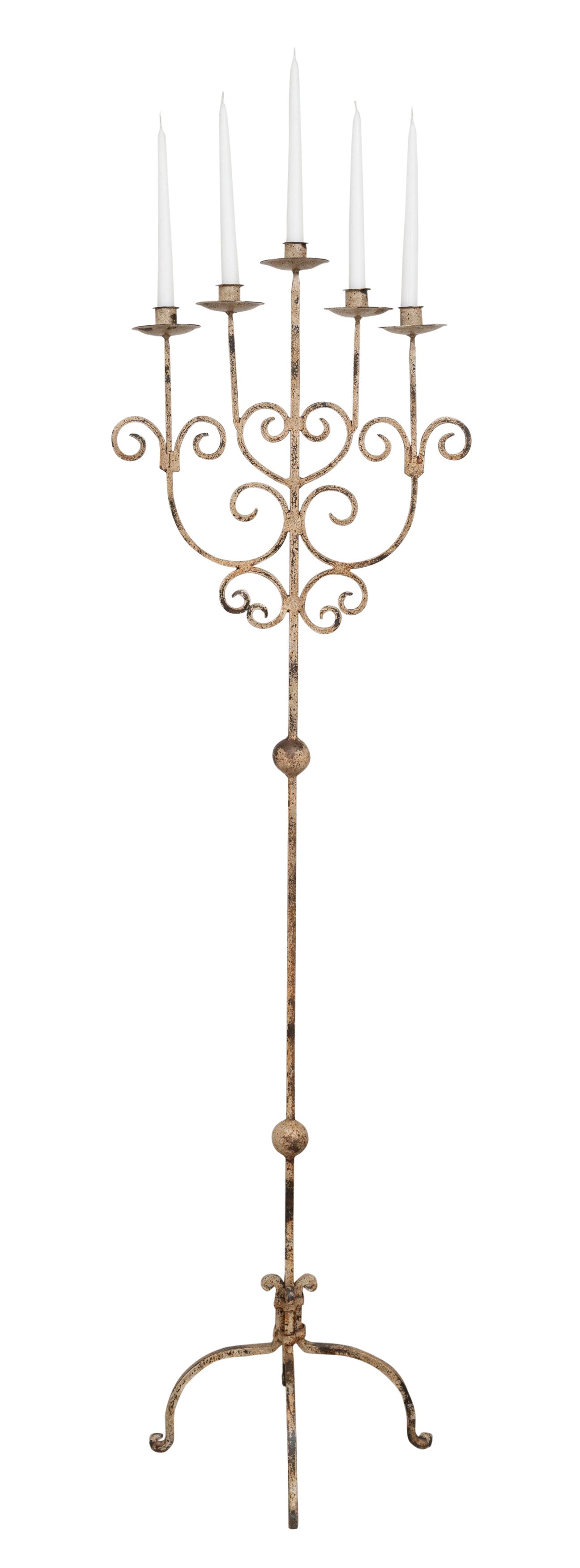 Biscottini CANDELIERE A PIANTANA IN FERRO BATTUTO LAVORATO A MANO dimensioni lunghezza