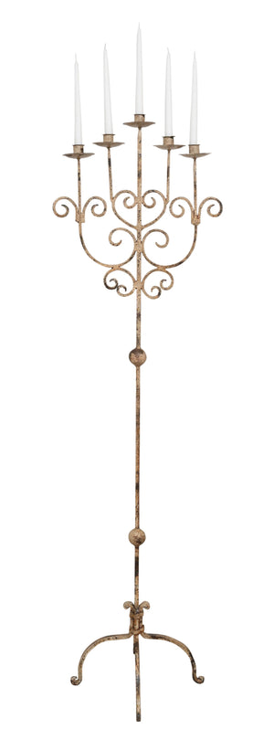 Biscottini CANDELIERE A PIANTANA IN FERRO BATTUTO LAVORATO A MANO dimensioni lunghezza