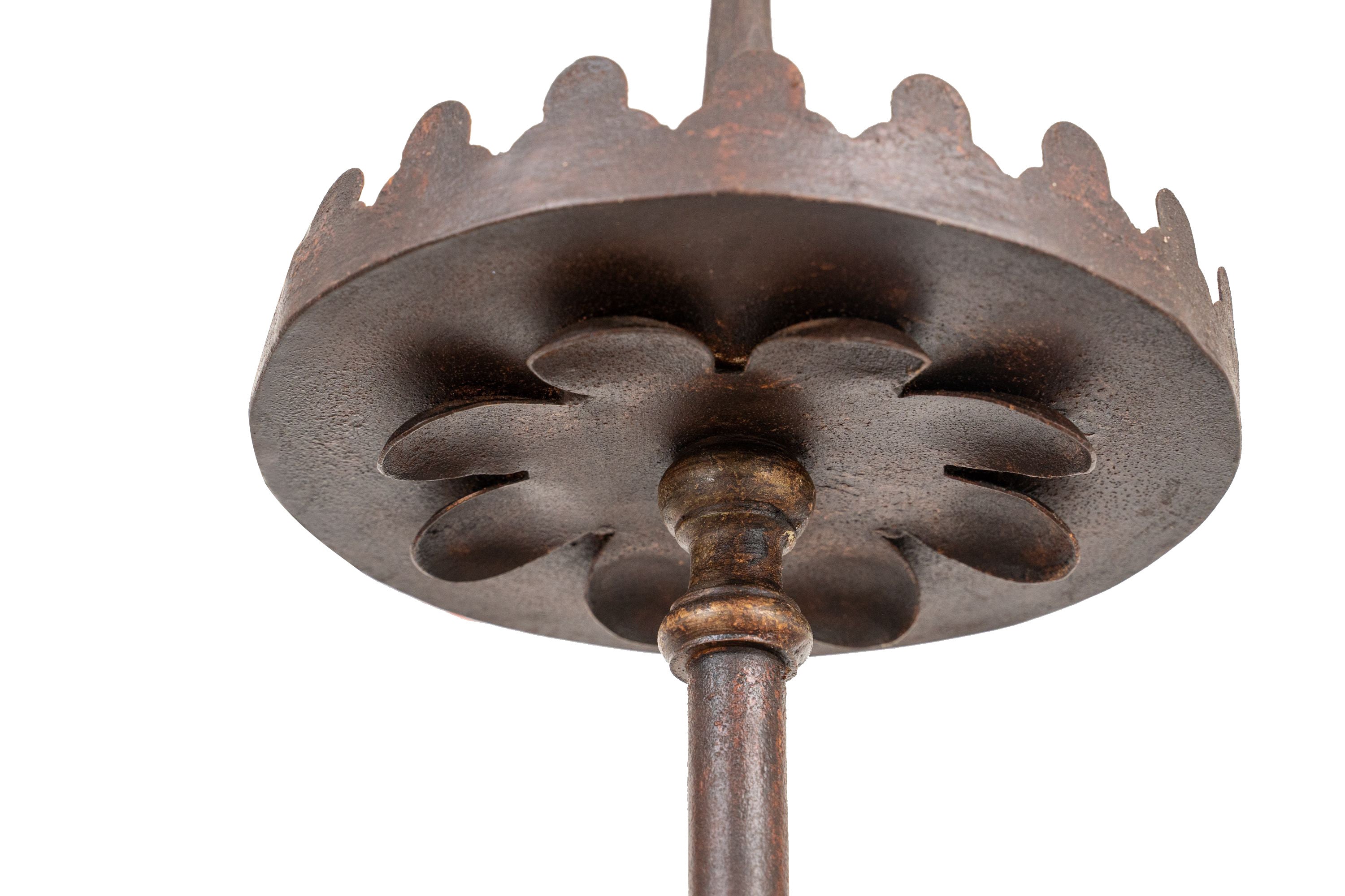 Biscottini Candeliere a piantana in ferro battuto lavorato a mano finitura L50XPR50XH185 cm