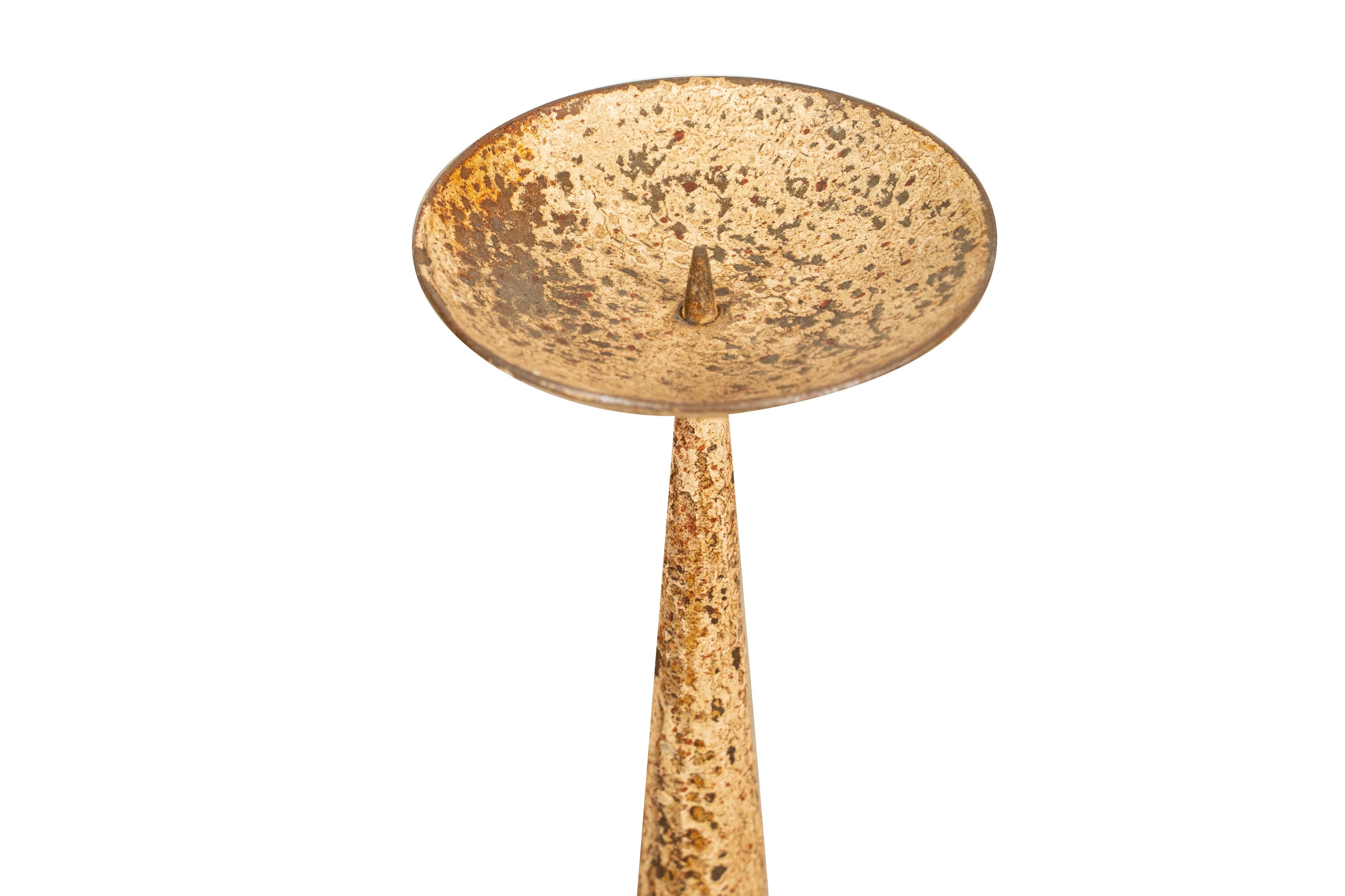 Biscottini CANDELIERE IN FERRO BATTUTO LAVORATO A MANO FINITURA BIANCA ANTICATA Candelabro