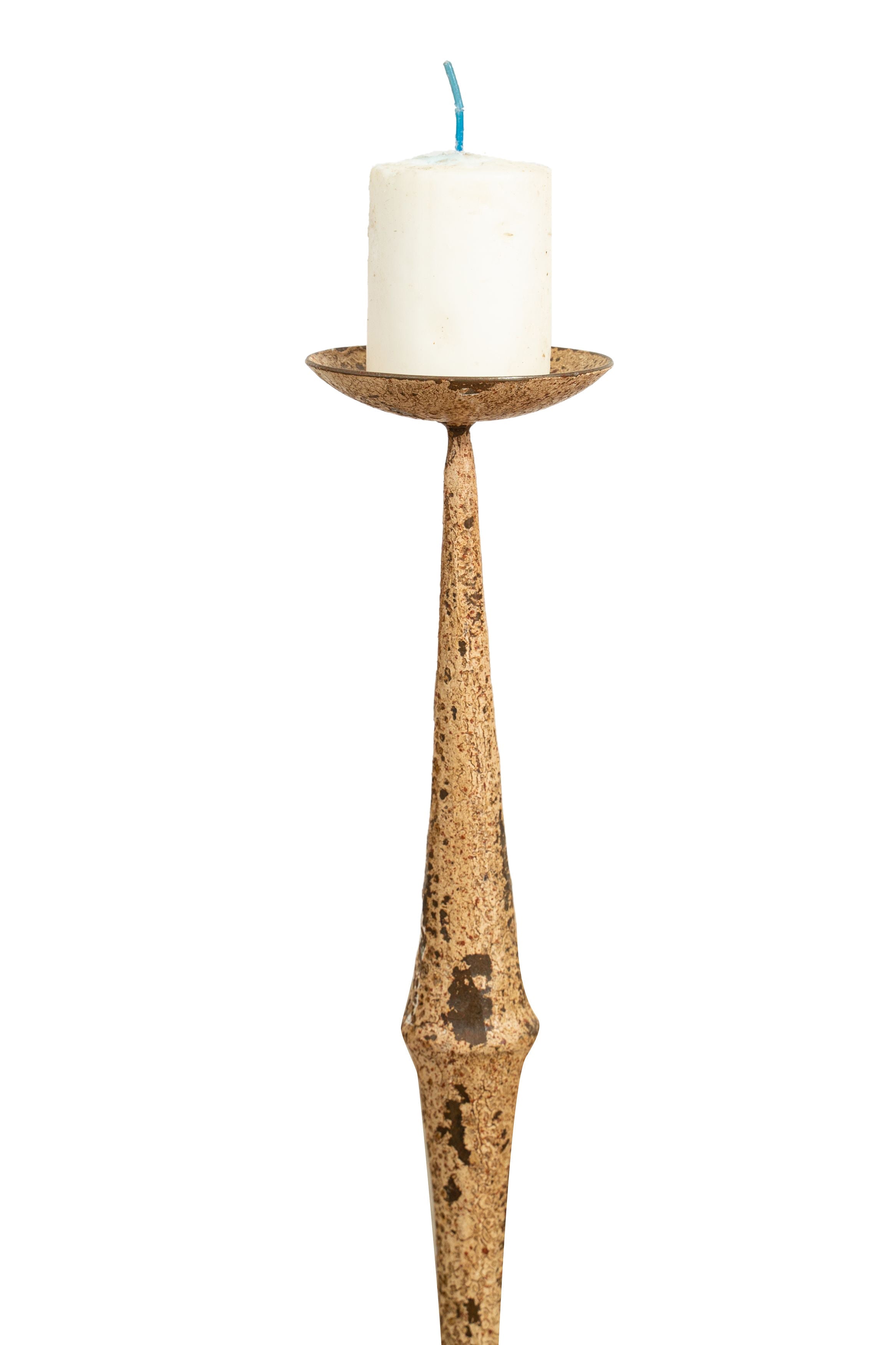 Biscottini CANDELIERE IN FERRO BATTUTO LAVORATO A MANO FINITURA BIANCA ANTICATA Candelabro