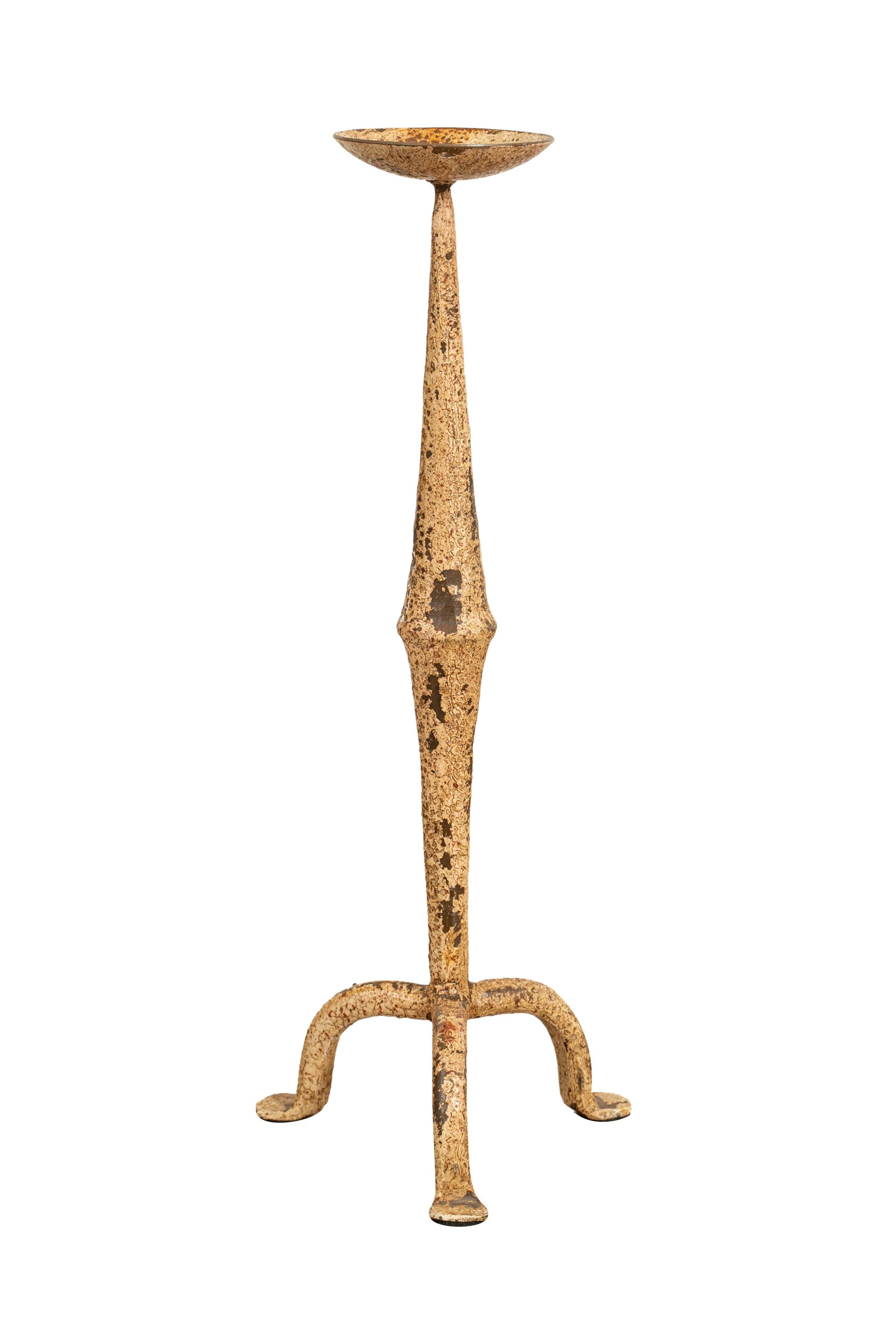 Biscottini CANDELIERE IN FERRO BATTUTO LAVORATO A MANO FINITURA BIANCA ANTICATA Candelabro