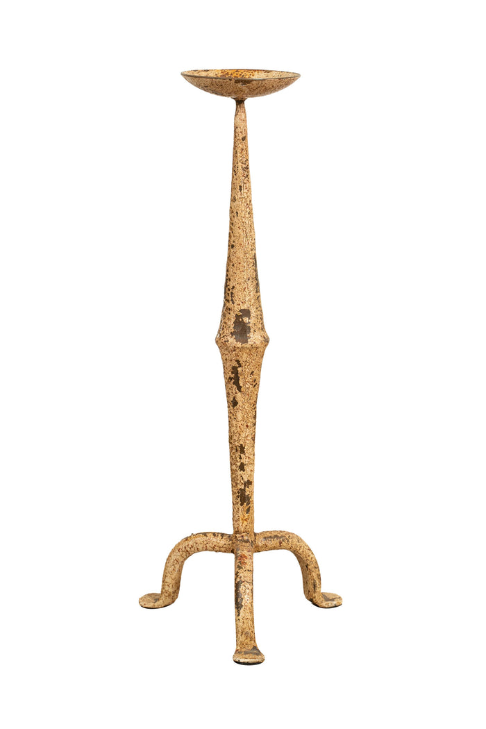 Biscottini CANDELIERE IN FERRO BATTUTO LAVORATO A MANO FINITURA BIANCA ANTICATA Candelabro