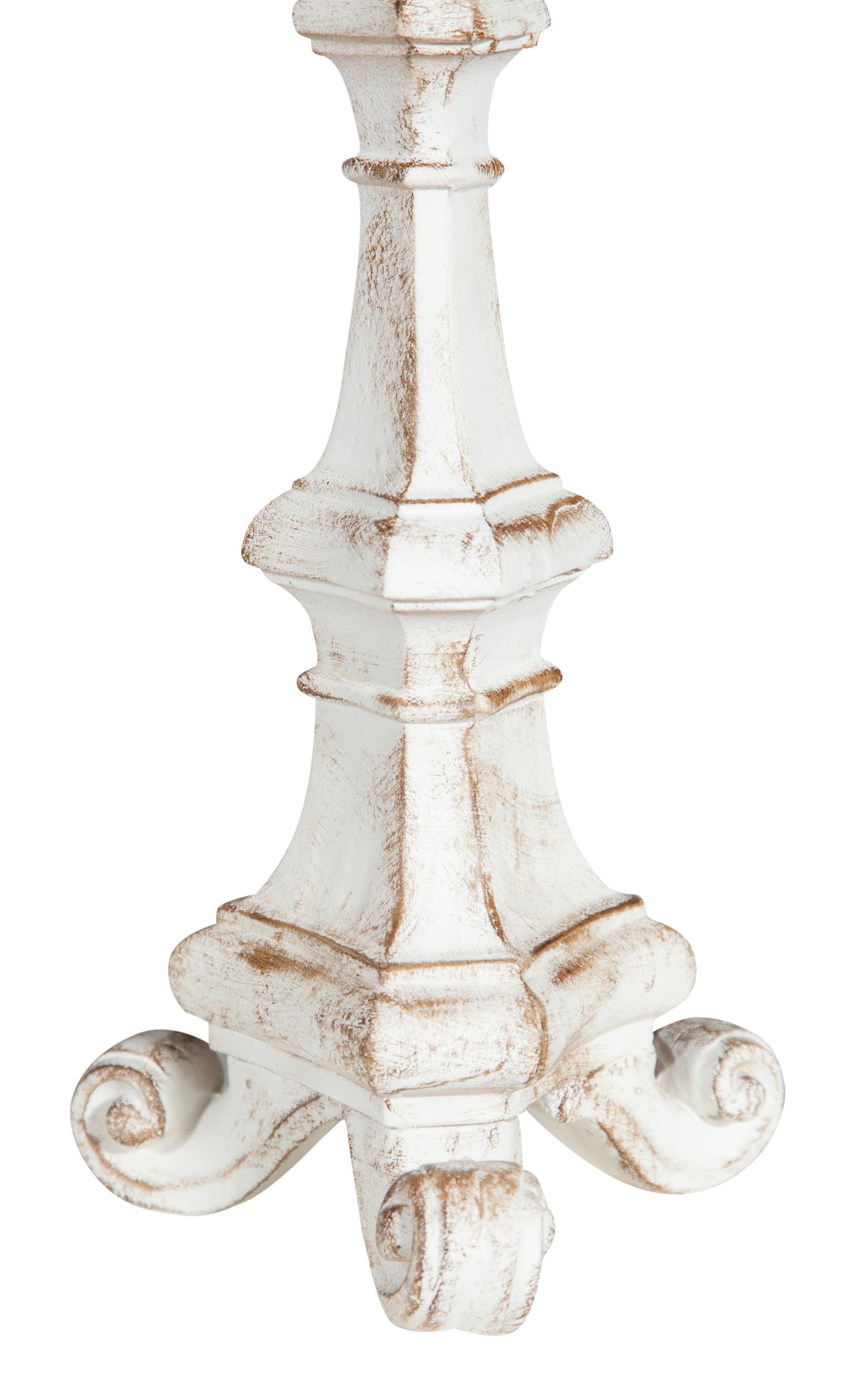 Biscottini Candeliere in legno finitura bianca anticata L19xPR19xH40 cm Made in Italy