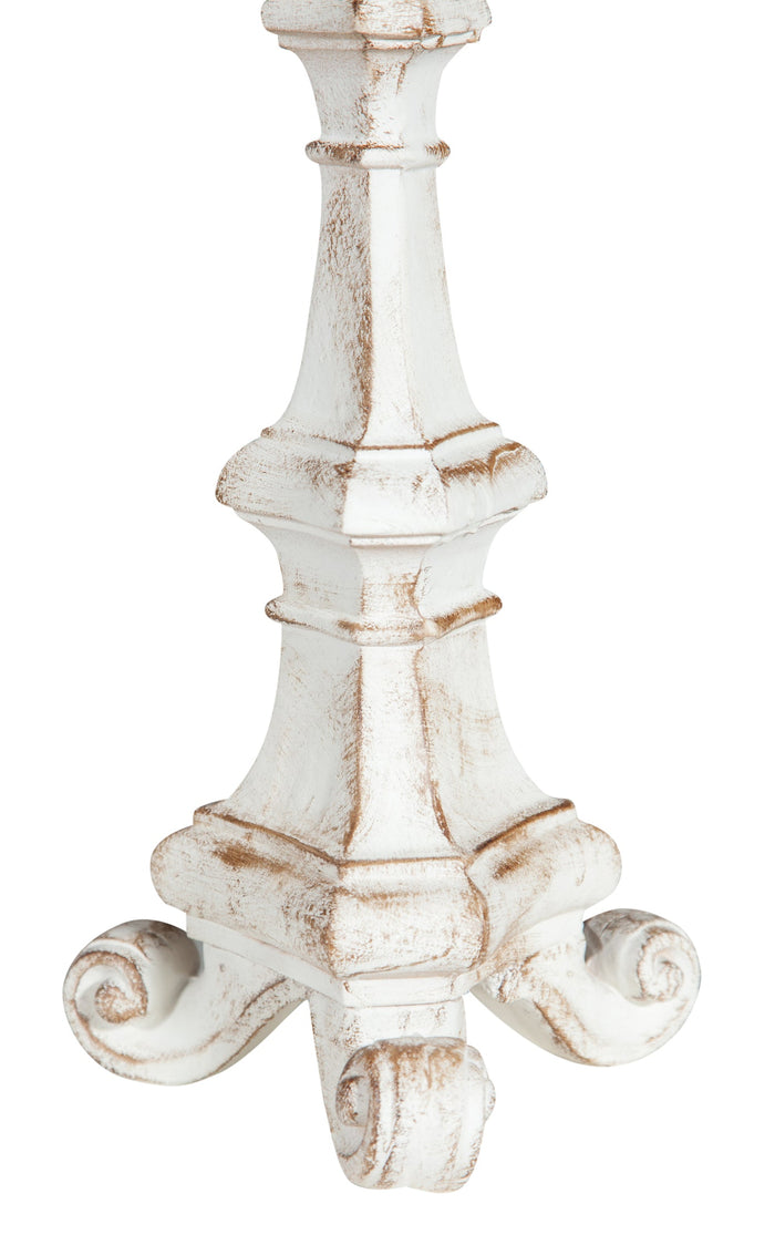 Biscottini Candeliere in legno finitura bianca anticata L19xPR19xH40 cm Made in Italy