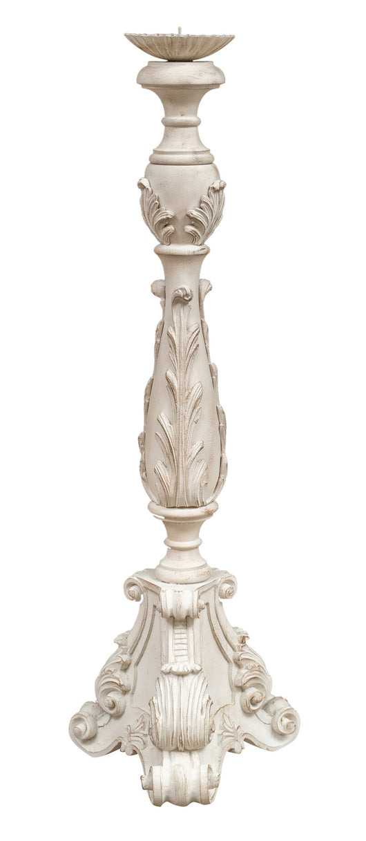 Biscottini CANDELIERE IN LEGNO FINITURA BIANCA ANTICATA MADE IN ITALY dimensioni lunghezza