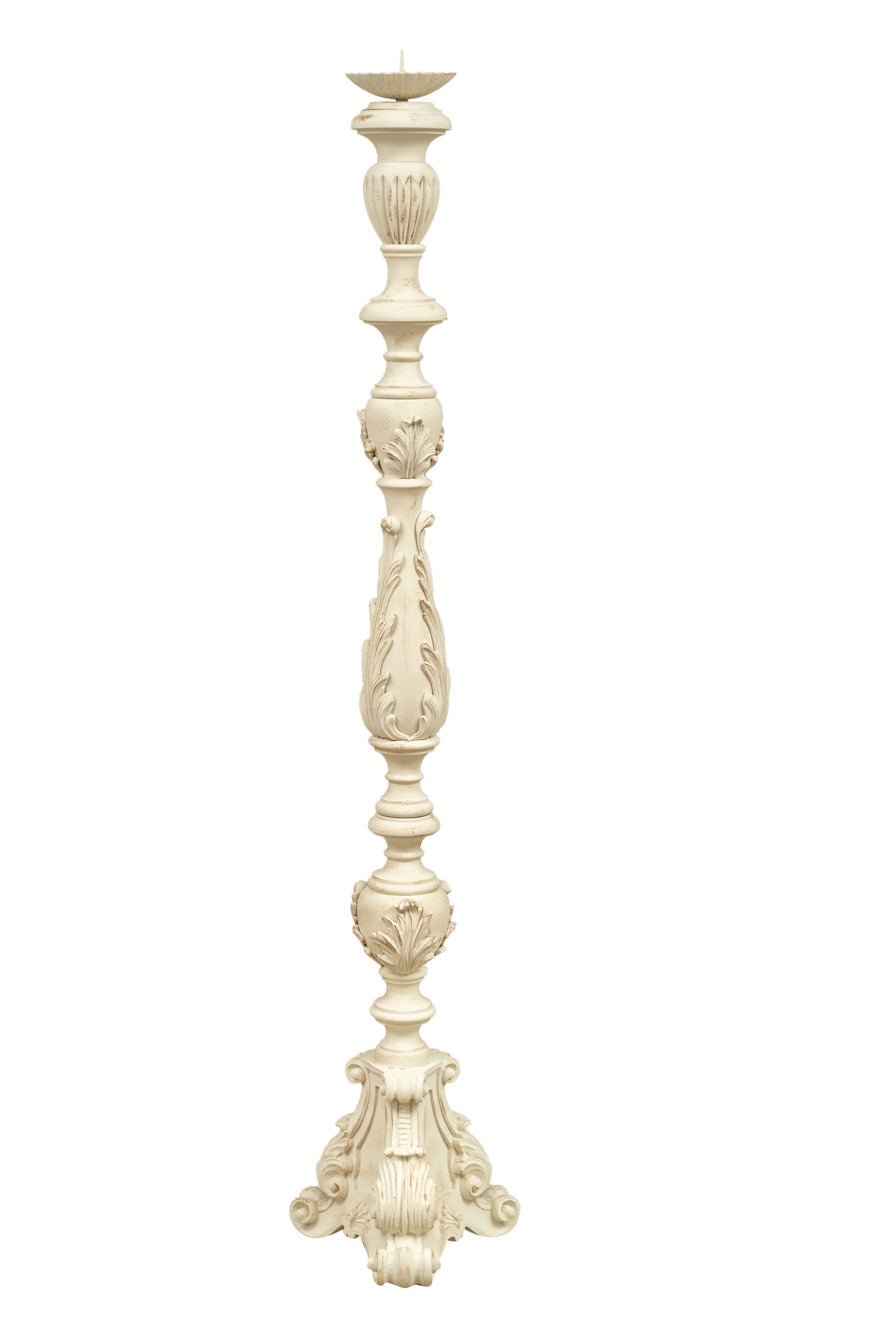 Biscottini CANDELIERE IN LEGNO FINITURA BIANCA ANTICATA MADE IN ITALY dimensioni lunghezza