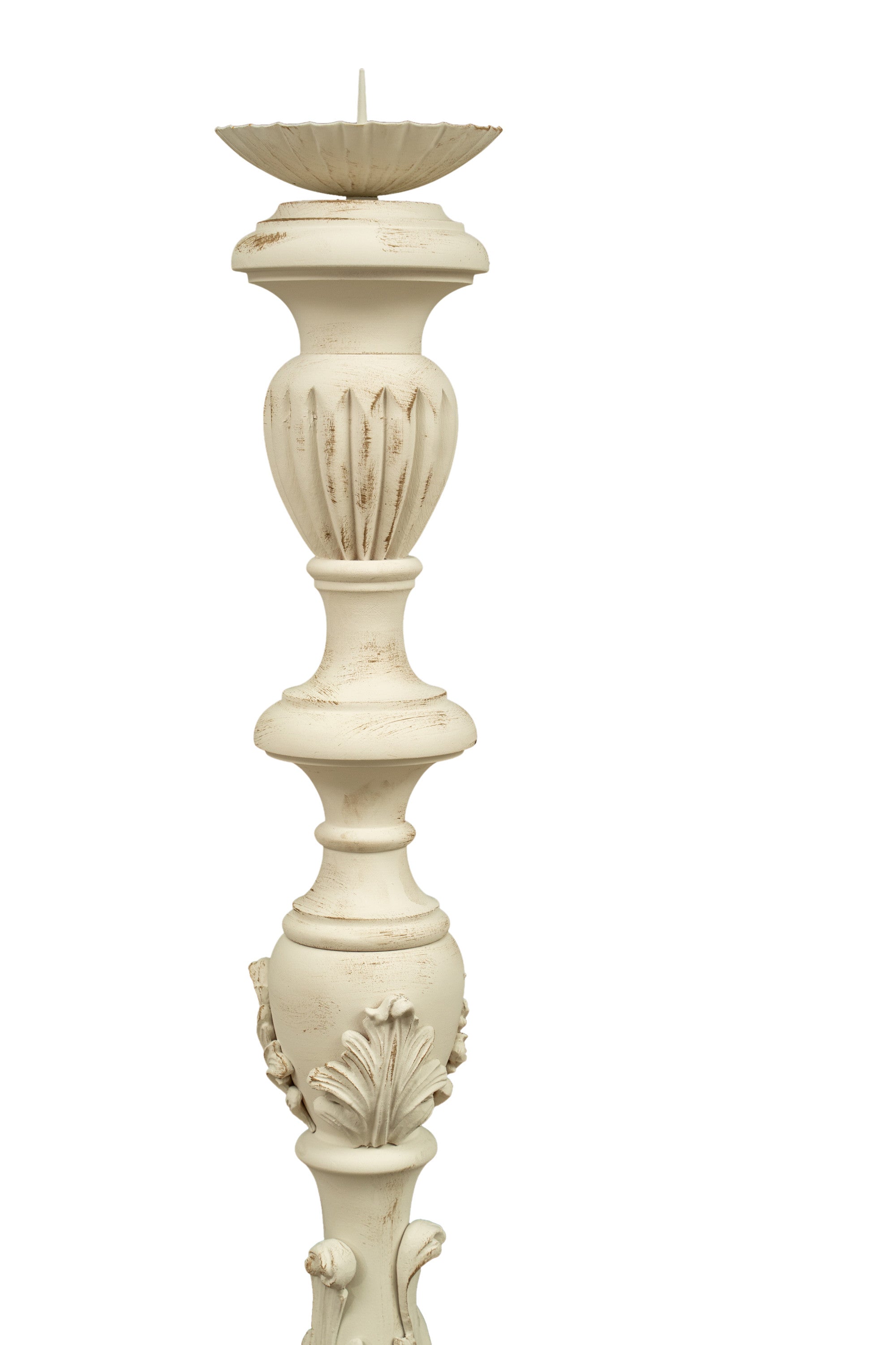 Biscottini CANDELIERE IN LEGNO FINITURA BIANCA ANTICATA MADE IN ITALY dimensioni lunghezza