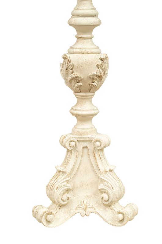 Biscottini CANDELIERE IN LEGNO FINITURA BIANCA ANTICATA MADE IN ITALY dimensioni lunghezza