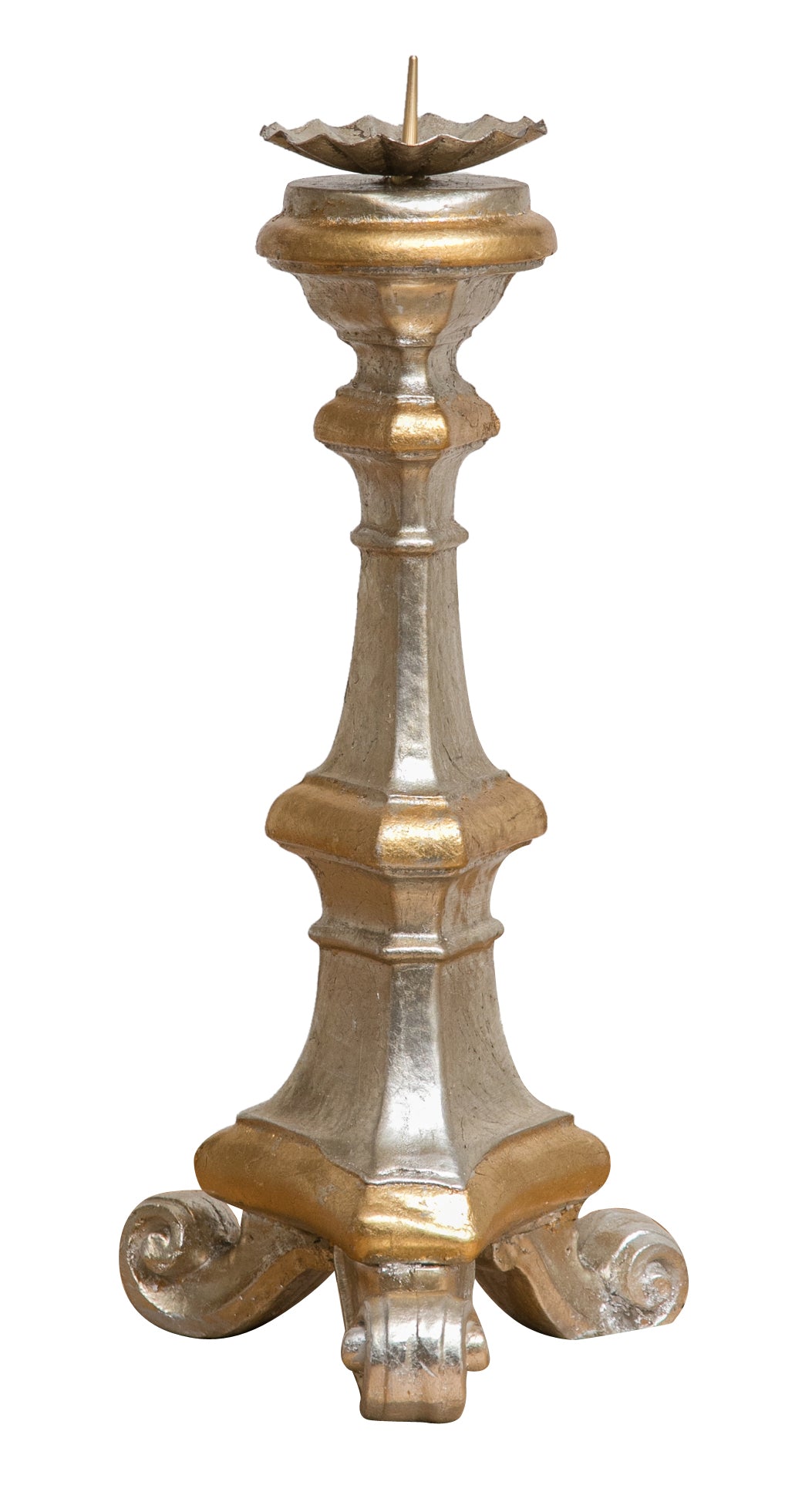 Biscottini CANDELIERE IN LEGNO FINITURA FOGLIA ARGENTO E ORO L19XPR19XH40 CM MADE IN ITALY