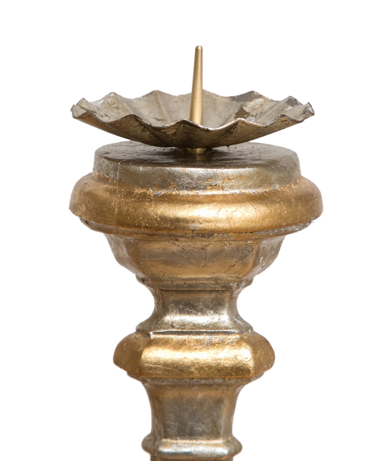 Biscottini CANDELIERE IN LEGNO FINITURA FOGLIA ARGENTO E ORO L19XPR19XH40 CM MADE IN ITALY