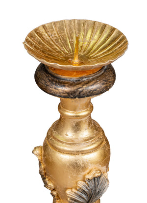 Biscottini CANDELIERE IN LEGNO FINITURA FOGLIA ORO ANTICATO E NERO MADE IN ITALY Offerta