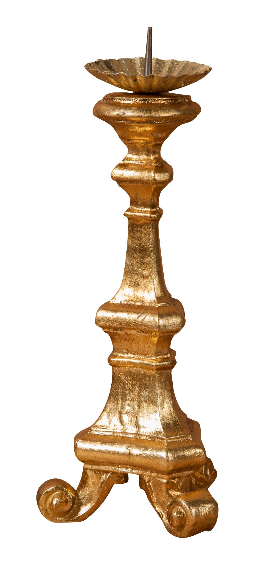 Biscottini Candeliere in legno finitura foglia oro L13xPR13xH29 cm Made in Italy