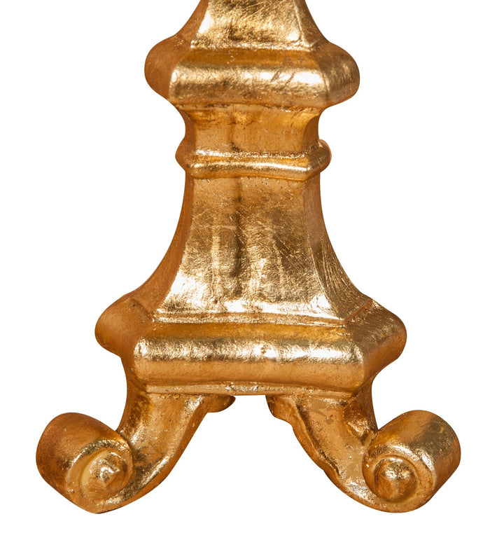 Biscottini Candeliere in legno finitura foglia oro L13xPR13xH29 cm Made in Italy