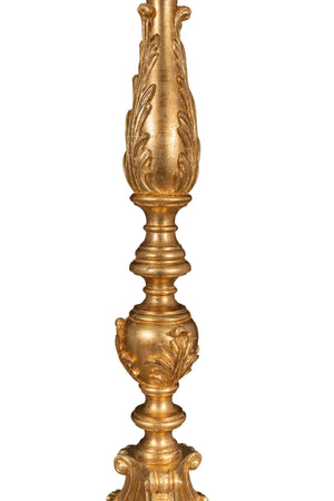 Biscottini CANDELIERE IN LEGNO FINITURA IN FOGLIA ORO ANTICATO ANTICATA MADE IN ITALY