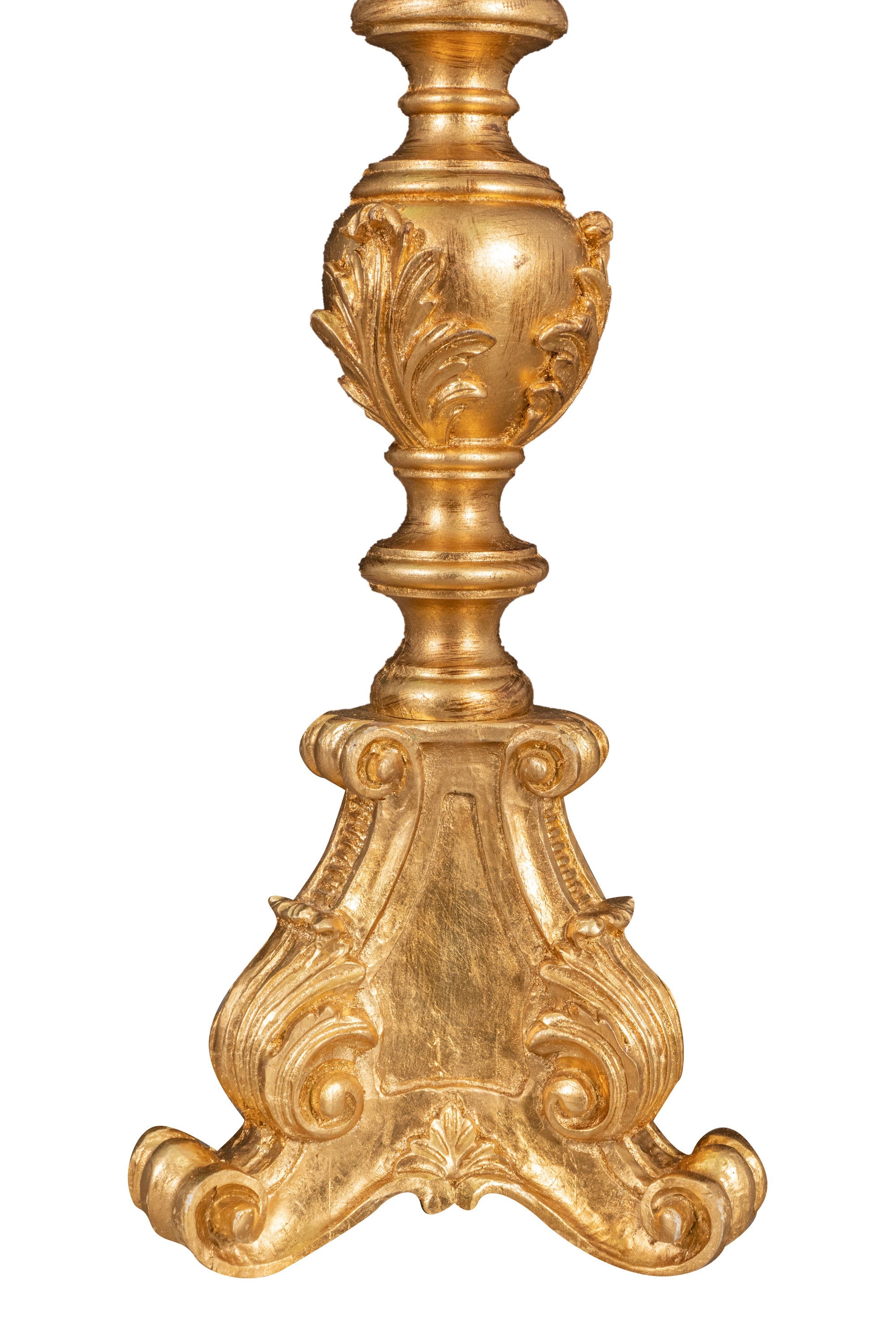 Biscottini CANDELIERE IN LEGNO FINITURA IN FOGLIA ORO ANTICATO ANTICATA MADE IN ITALY