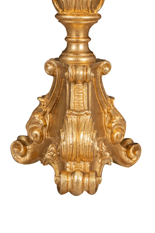 Biscottini CANDELIERE IN LEGNO FINITURA IN FOGLIA ORO ANTICATO ANTICATA MADE IN ITALY