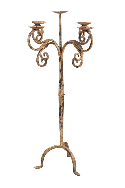 Biscottini Candeliere piantana in ferro battuto lavorato a mano finitura bianca anticata L49XPR49XH94 cm