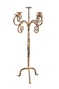 Biscottini Candeliere piantana in ferro battuto lavorato a mano finitura bianca anticata L49XPR49XH94 cm