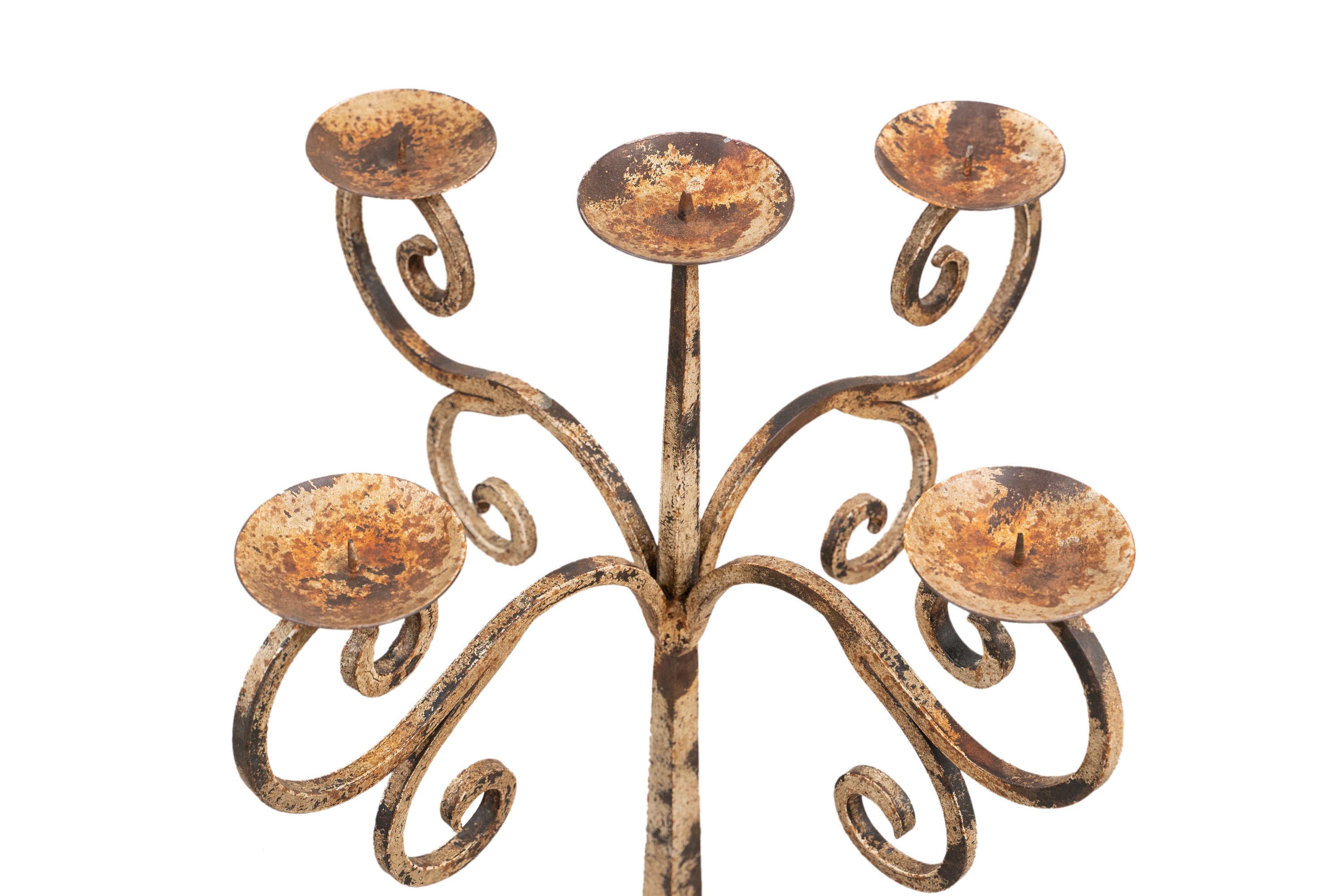 Biscottini Candeliere piantana in ferro battuto lavorato a mano finitura bianca anticata L49XPR49XH94 cm