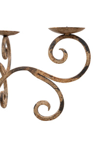 Biscottini Candeliere piantana in ferro battuto lavorato a mano finitura bianca anticata L49XPR49XH94 cm