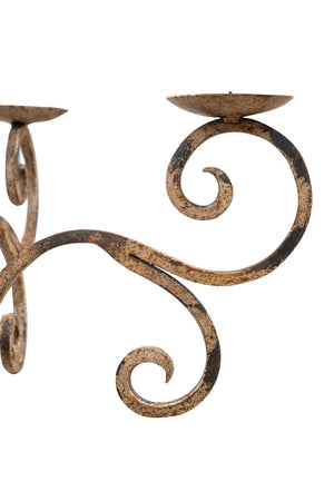 Biscottini Candeliere piantana in ferro battuto lavorato a mano finitura bianca anticata L49XPR49XH94 cm