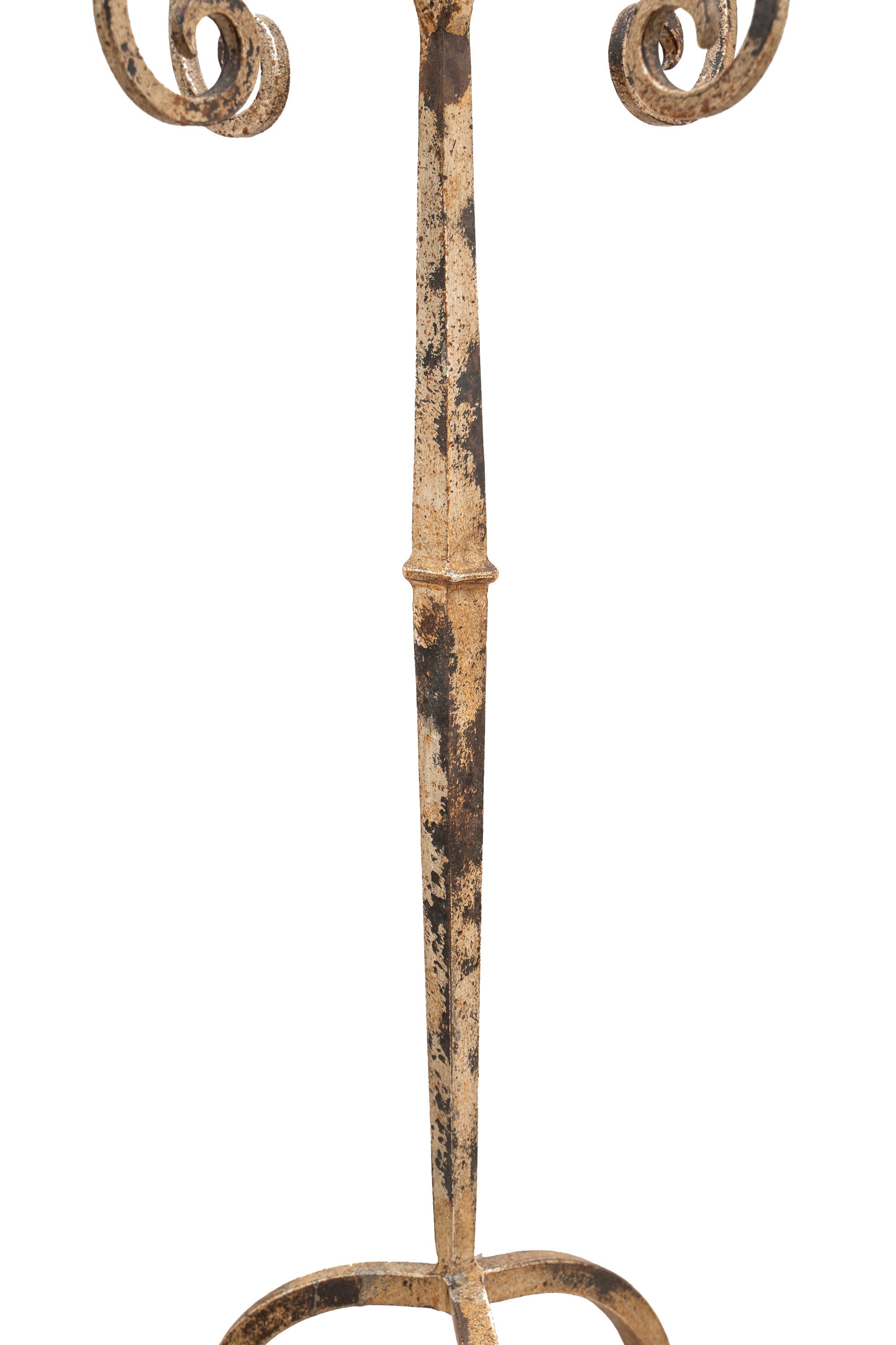 Biscottini Candeliere piantana in ferro battuto lavorato a mano finitura bianca anticata L49XPR49XH94 cm