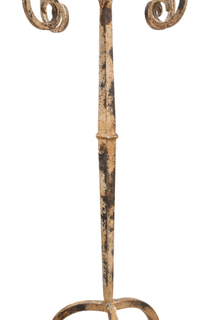 Biscottini Candeliere piantana in ferro battuto lavorato a mano finitura bianca anticata L49XPR49XH94 cm