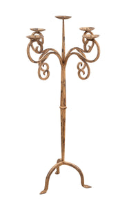 Biscottini Candeliere piantana in ferro battuto lavorato a mano finitura crema anticata L49XPR49XH94 cm