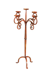 Biscottini Candeliere piantana in ferro battuto lavorato a mano finitura rosso anticato L48XPR48XH95 cm