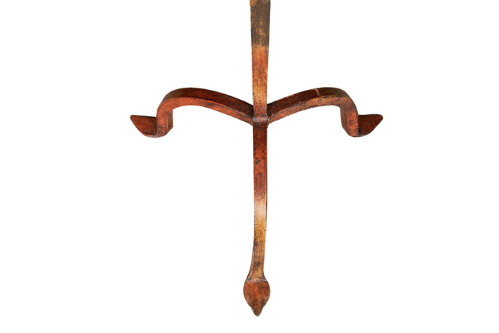 Biscottini Candeliere piantana in ferro battuto lavorato a mano finitura rosso anticato L48XPR48XH95 cm