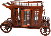 Biscottini Carrello bar in legno massello di mogano finitura noce 125x45x82 cm porta