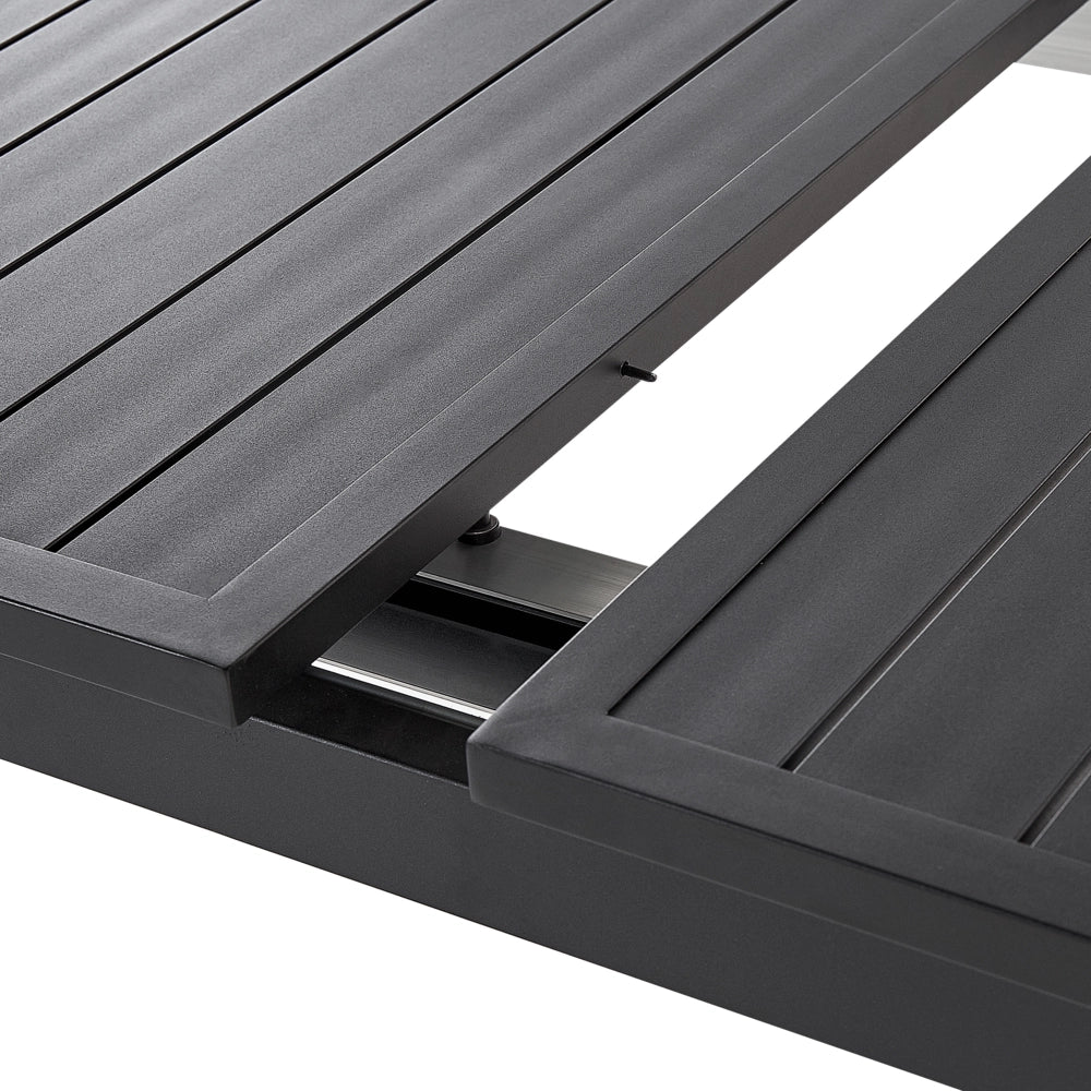 Set mobili da giardino tavolo allungabile nero 180 x 90 cm in alluminio con 6 sedie