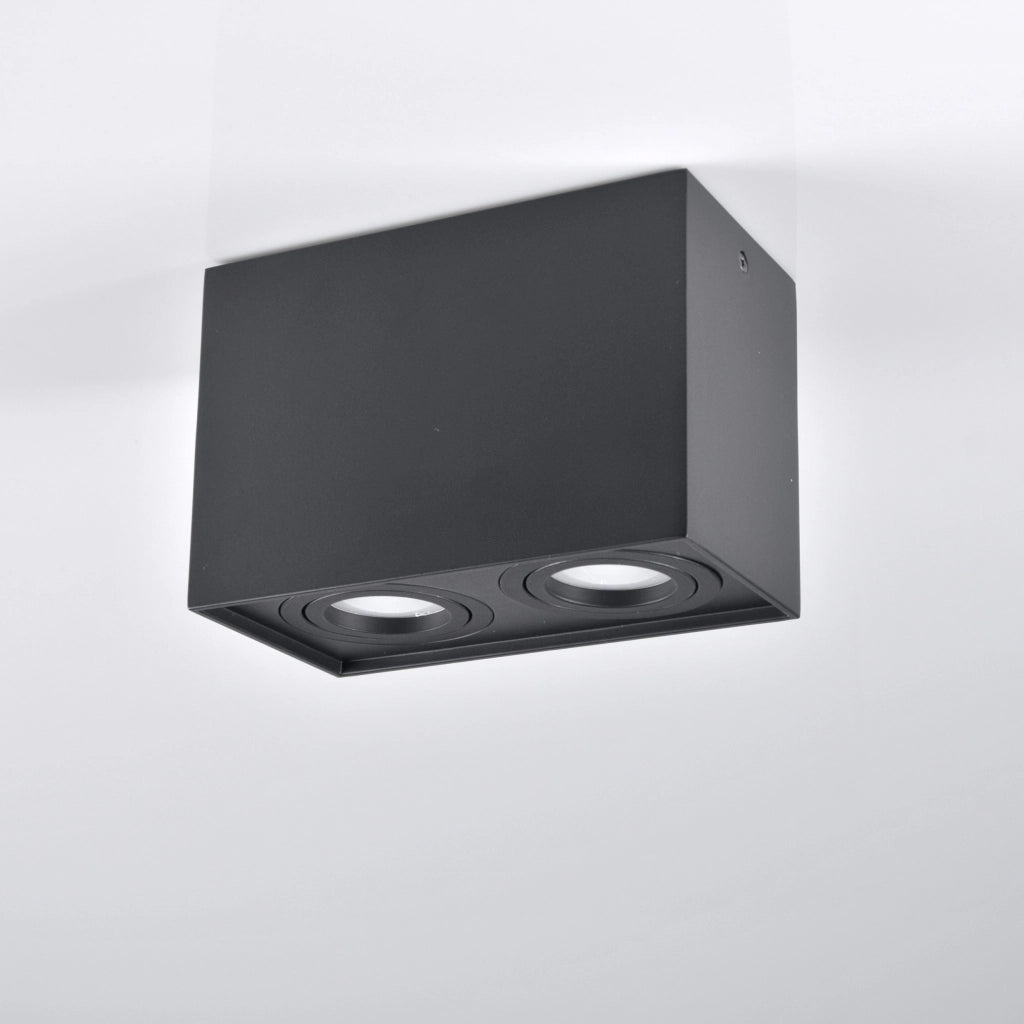 Plafoniera spot superficie nera 2xGU10 Polux Hadar Q2