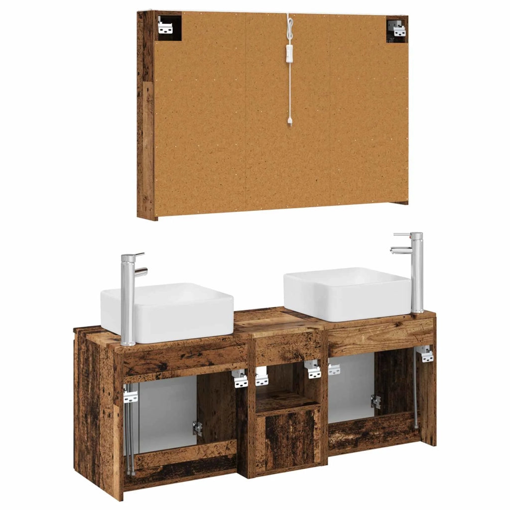 Set di Armadi da Bagno 4 pcs Legno antico Legno ingegnerizzato 3406389