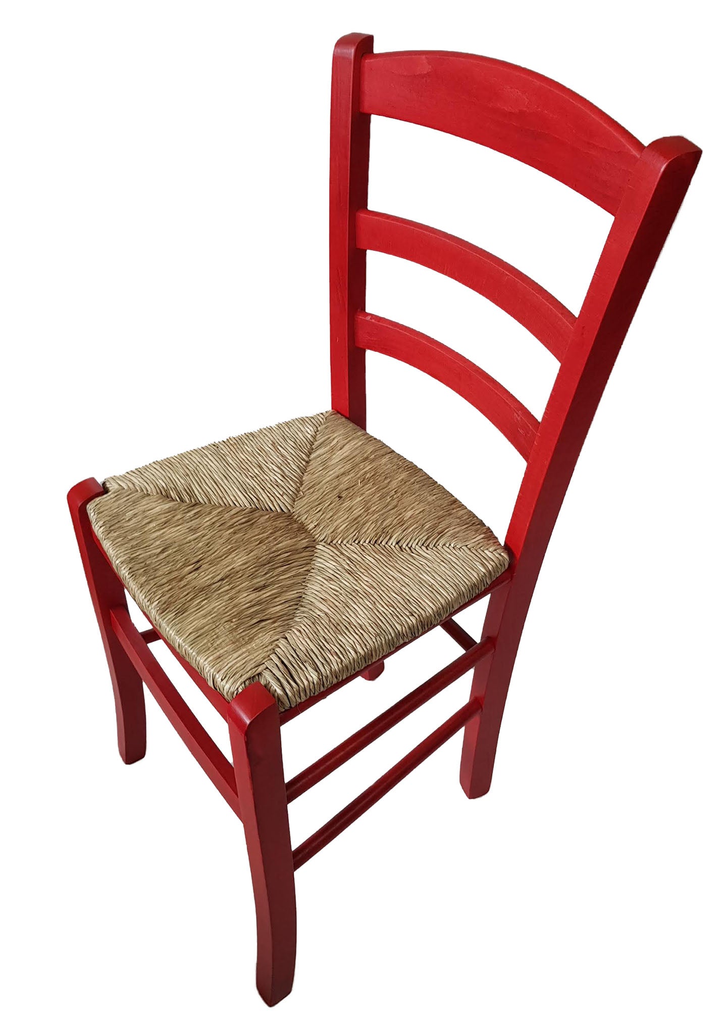 Sedia paesana paglia anilina rosso