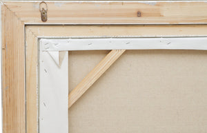 Biscottini Dipinto a mano olio su tela con cornice in legno finitura foglia argento RIBES 140