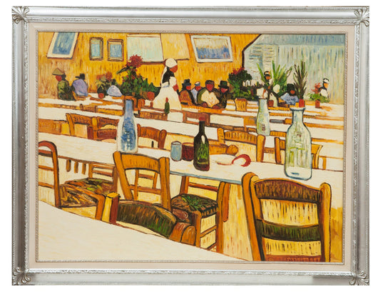 Biscottini Dipinto a mano olio su tela con cornice in legno finitura foglia argento RISTORANTE 140