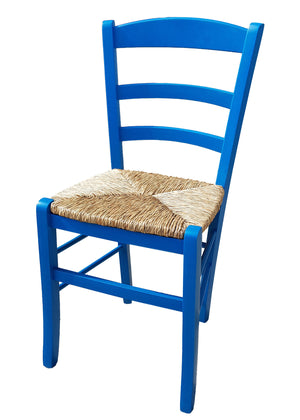 Sedia paesana paglia anilina azzurro