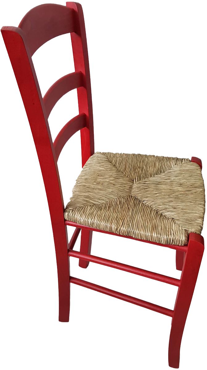 Sedia paesana paglia anilina rosso