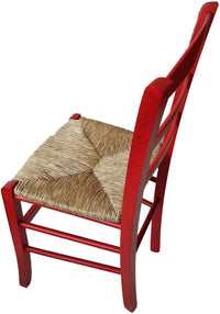 Sedia paesana paglia anilina rosso