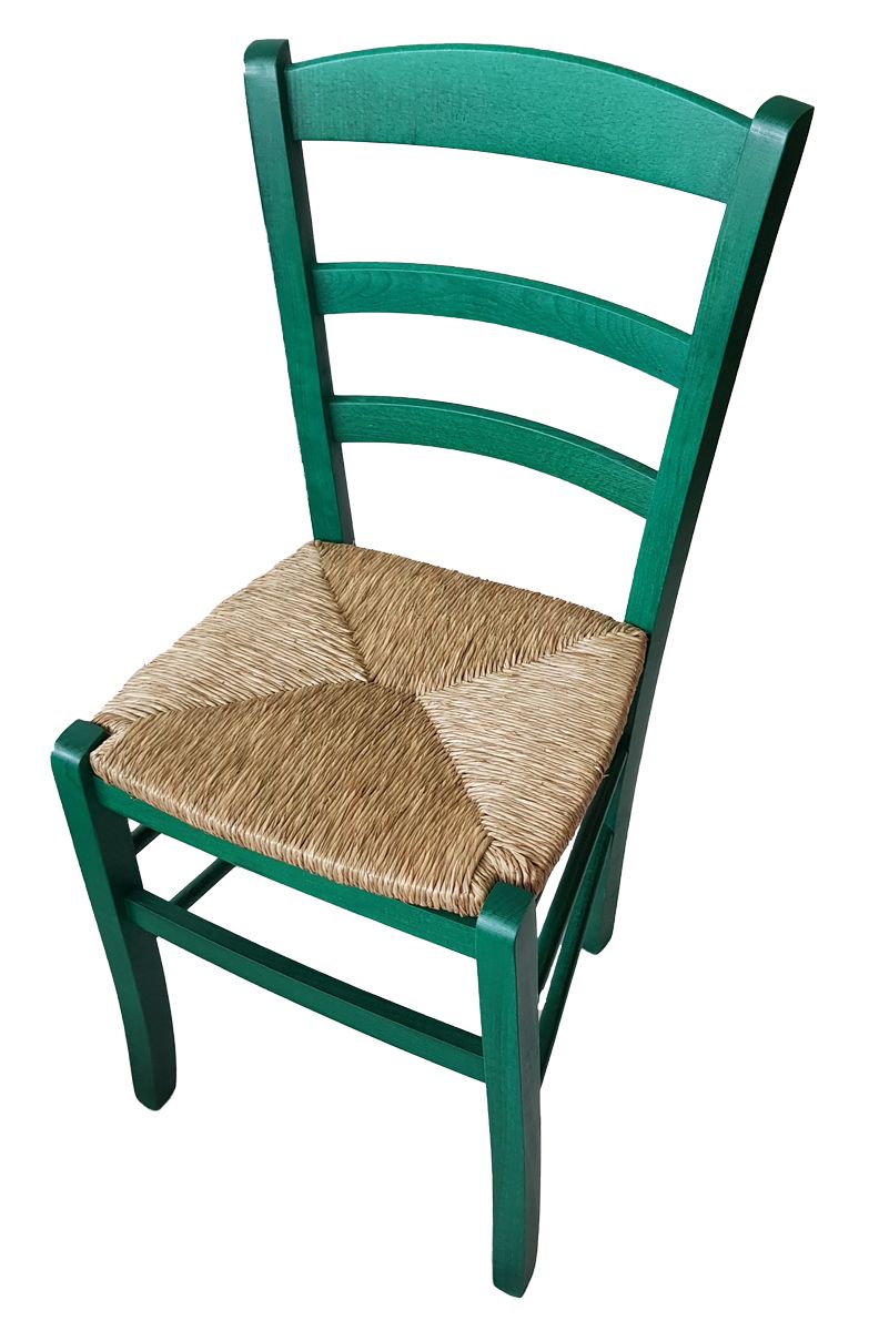 Sedia paesana paglia anilina verde