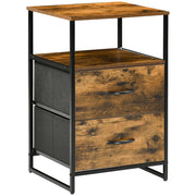 Comodino con 2 cassetti ¨C zephmum ¨C Grigio, Legno e Metallo, 45x40x70.5 cm