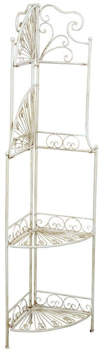 Biscottini Etagere ad angolo, multifunzione, richiudibile in ferro battuto finitura bianca anticata L46xPR32xH155 cm