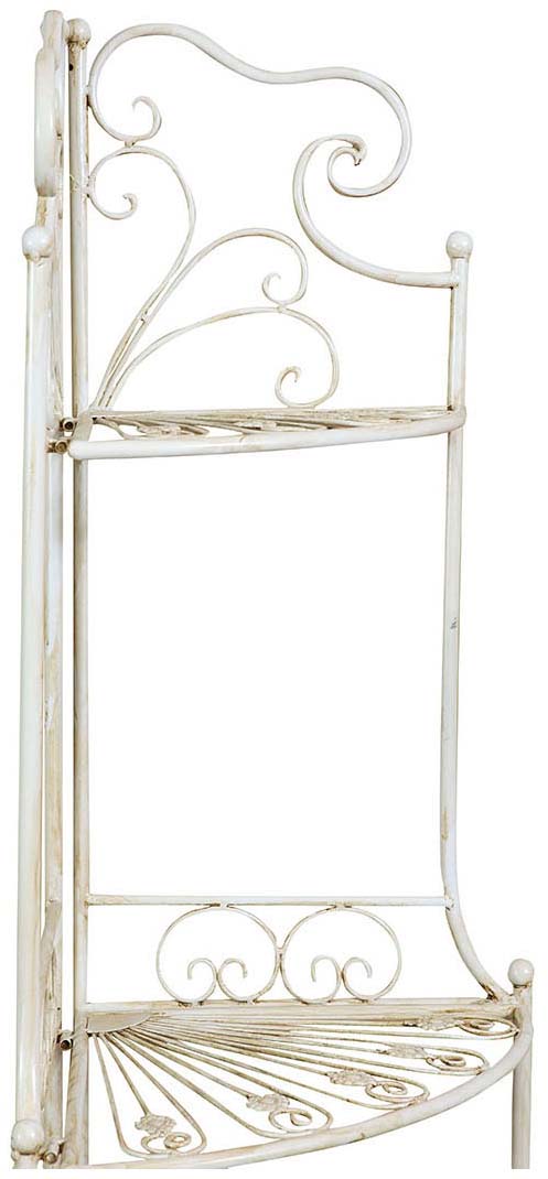 Biscottini Etagere ad angolo, multifunzione, richiudibile in ferro battuto finitura bianca anticata L46xPR32xH155 cm